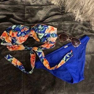 A&F tropical bandeau flowy push up bikini